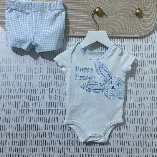 Boys Size 9m Baby Starters Happy Easter Embroidered bunny set - good used condition