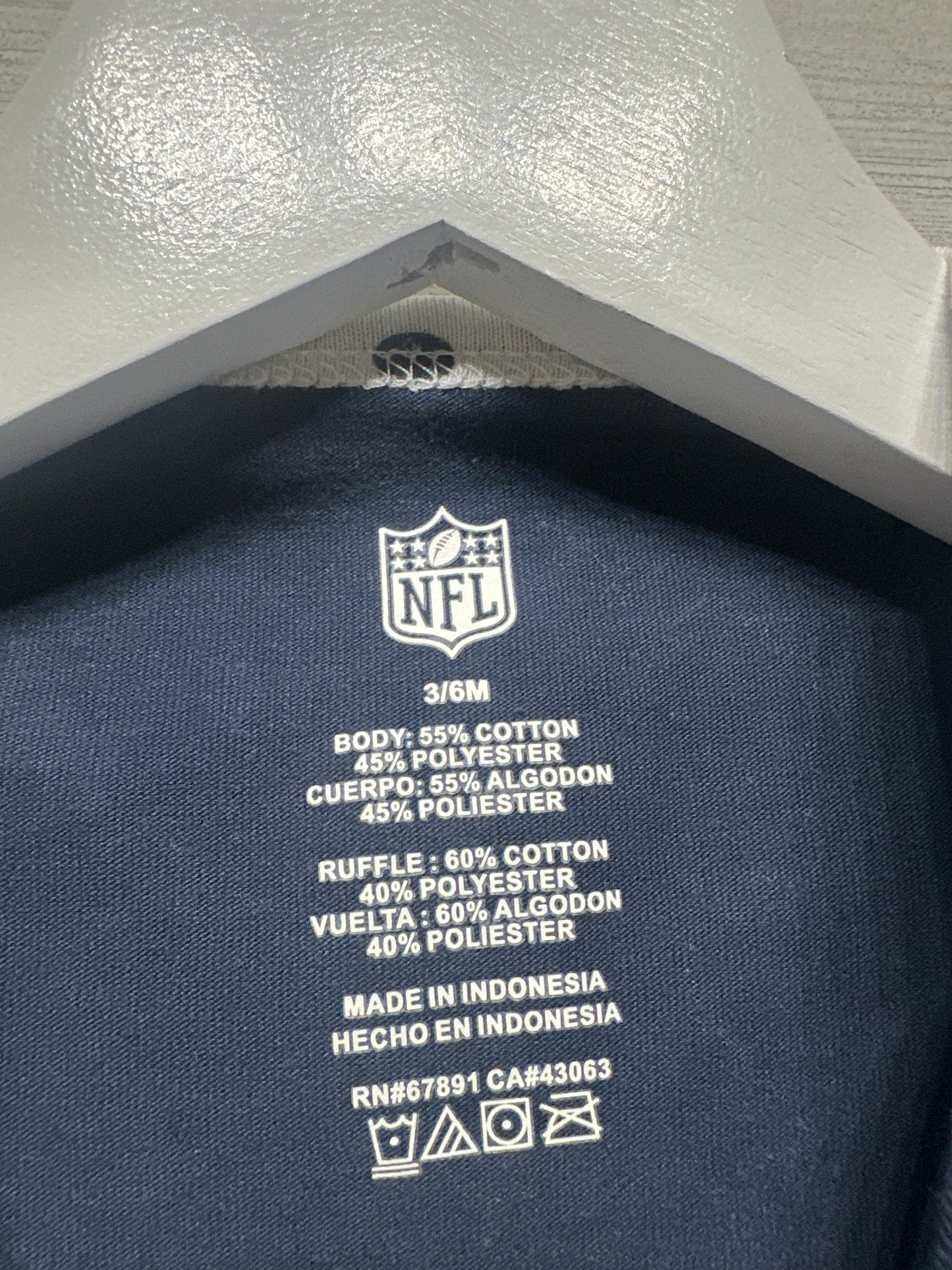 Size 3-6m NFL Little Chicago Bears Sweetheart Ruffle Bodysuit - Very Good Used Condition