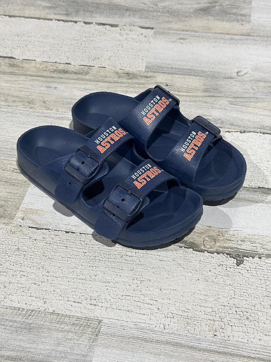 Houston Astros Slides - Boys Size 5/6 Youth - Good Used Condition