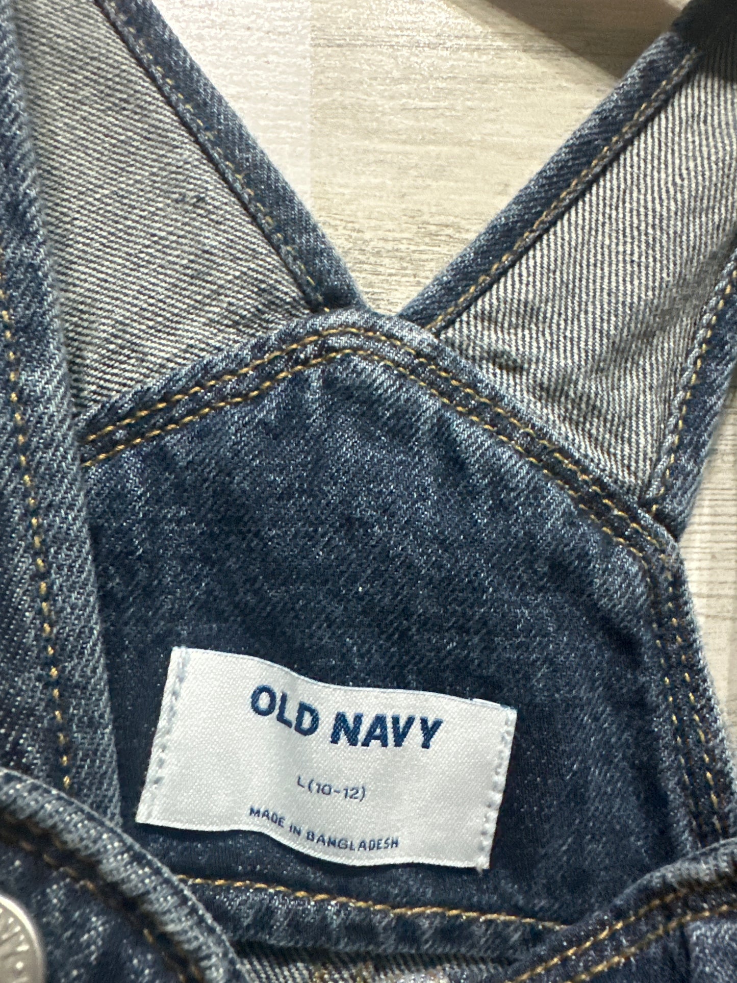 Girls Size 10-12 Large Old Navy Distressed Denim Overalls - Very Good Used Condition