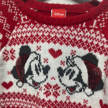 Girls Size 18m Disney Mickey and Minnie Holiday Sweater -Very Good Used Condition