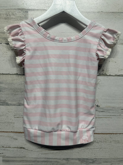 Girls Size 5 Sweet Honey Striped Rash Guard / Swim Top - Very Good Used Condition