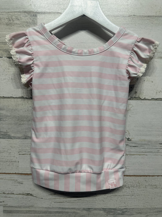 Girls Size 5 Sweet Honey Striped Rash Guard / Swim Top - Very Good Used Condition