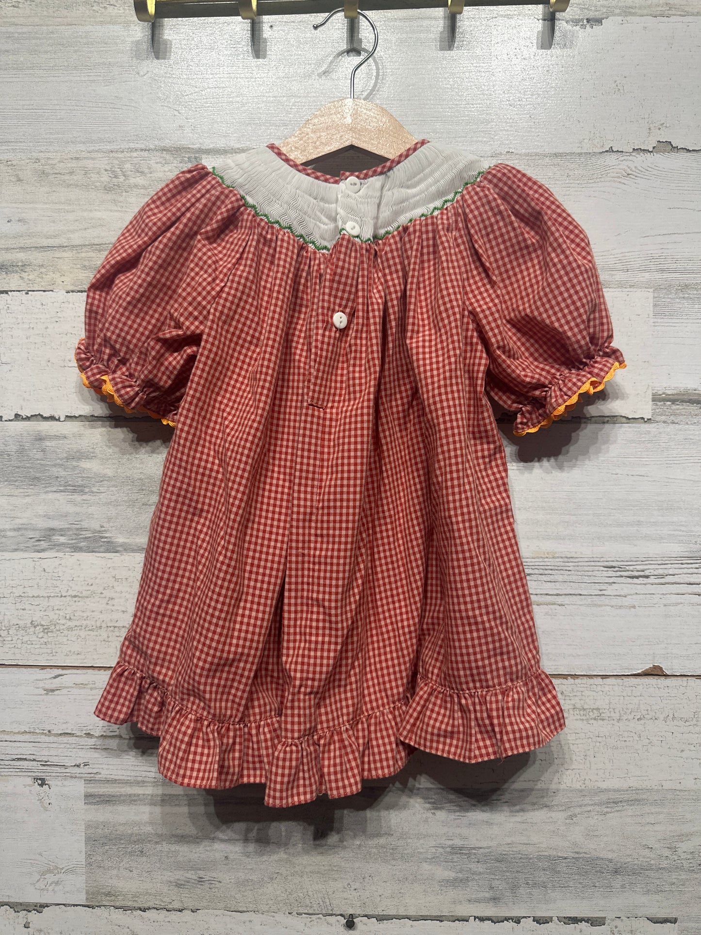 Girls Size 2t Mom & Me Smocked Pumpkin Dress - Good Used Condition