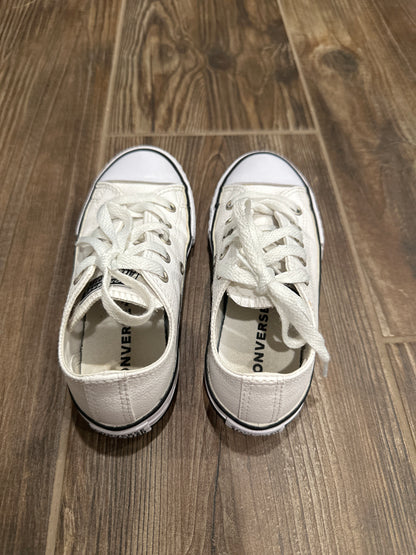 Size 12 (Little Kid) Converse White Leather Shoes - Good Used Condition