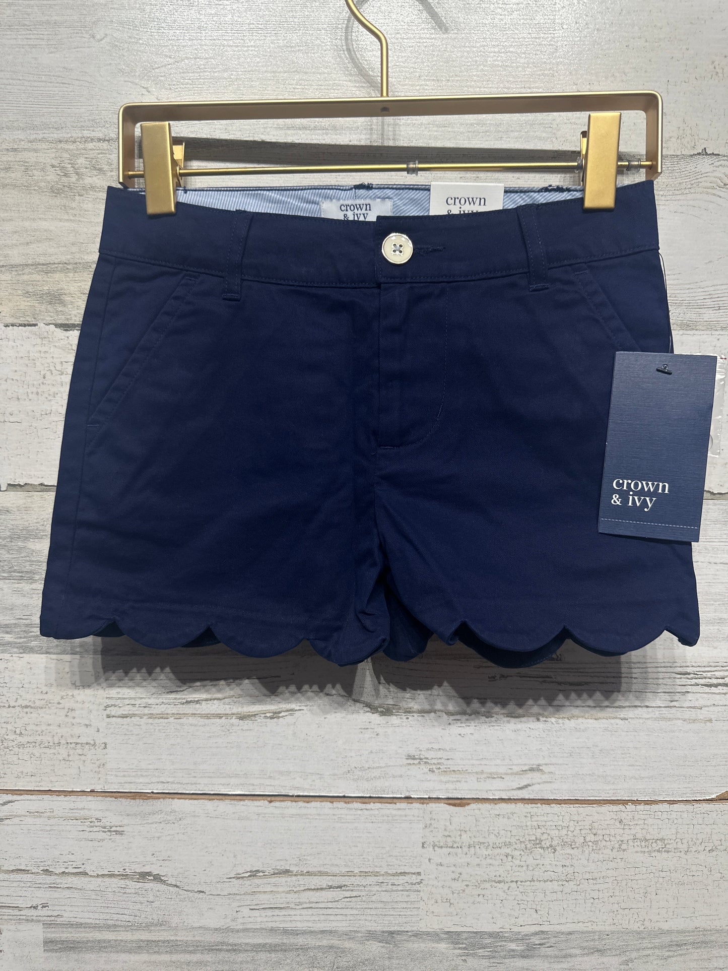 Size 8 Crown and Ivy Kids Navy Scalloped Adjustable Waist Shorts - New With Tags