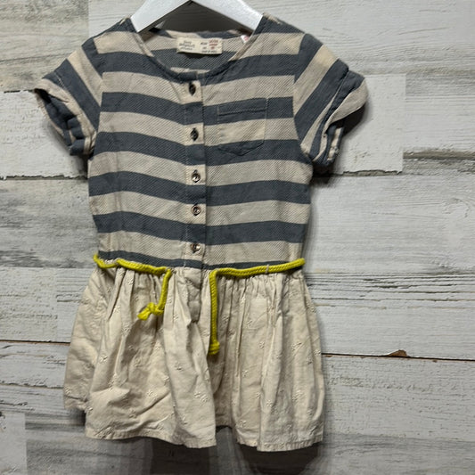 Girls Size 18-24m Zara Striped Dress with Rope Belt - Play Condition