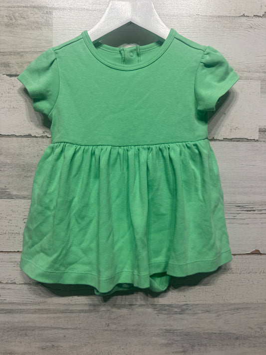 Girls Size 6-12m Primary Green Onesie Dress - Very Good Used Condition