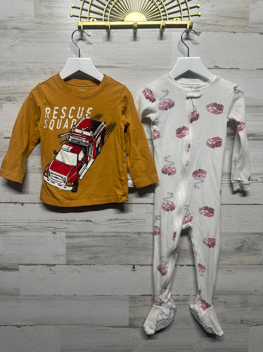 Fire Truck Carter's Clothing Lot - 2 Pieces - Boys Size 2t - Very Good Used Condition