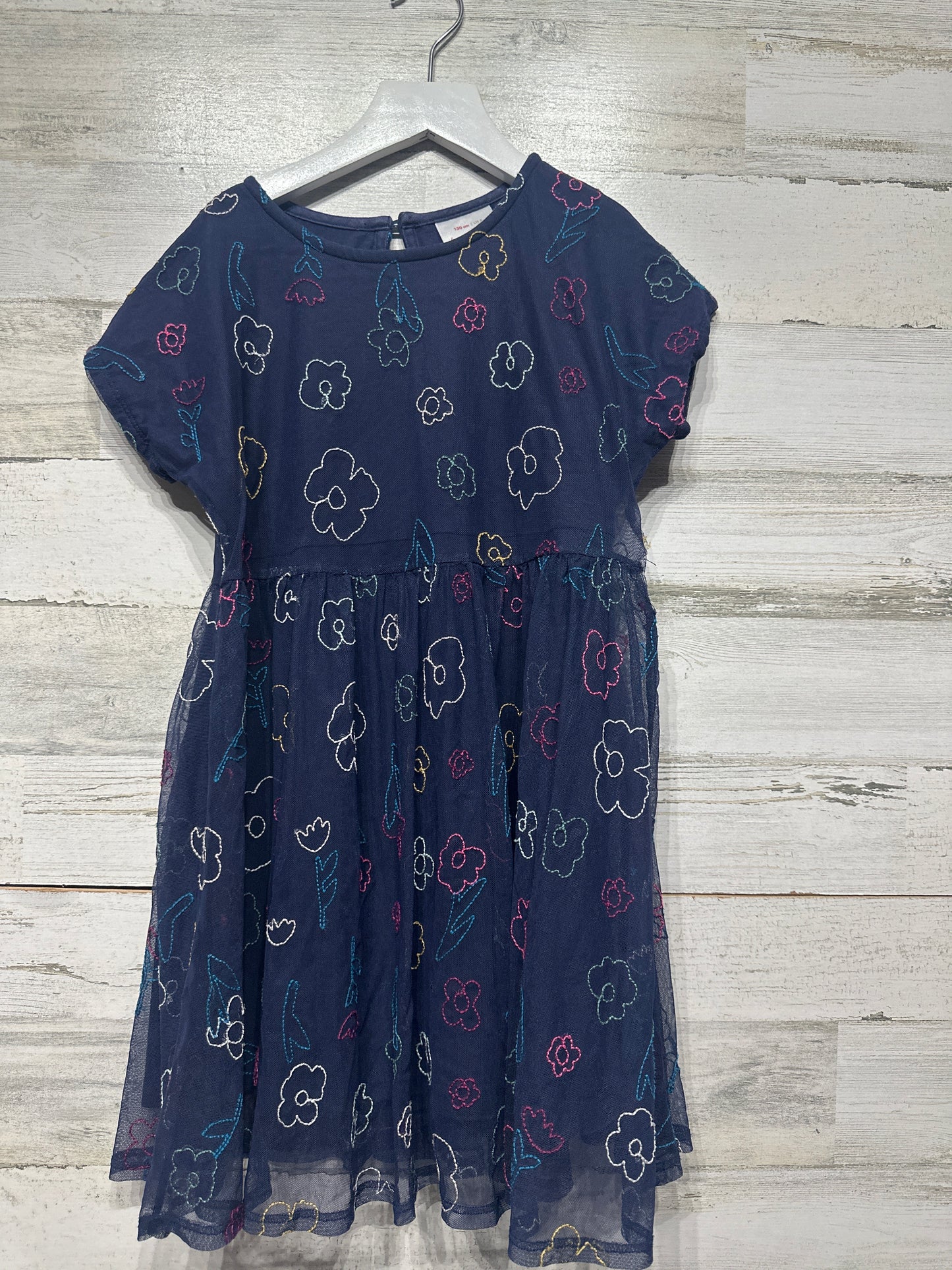 Girls Preowned Size 8 (130) Hanna Andersson Navy Floral Dress - Play Condition**