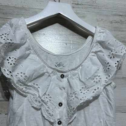 Girls Size 10 Justice white eyelet lace shirt - good used condition