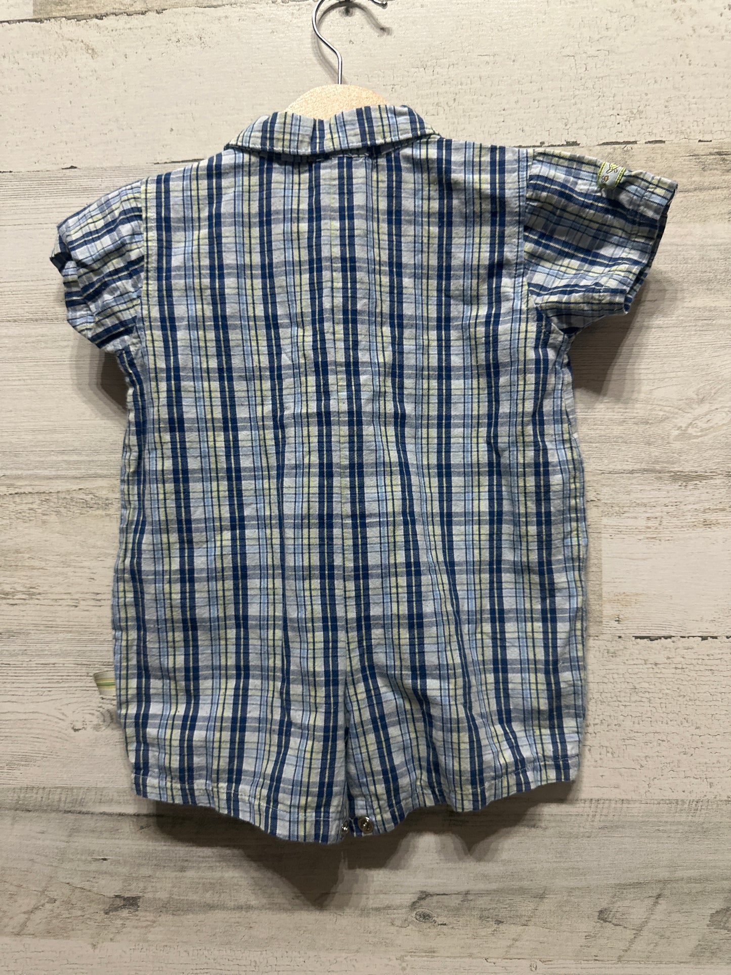 Boys Size 6m Classic Pooh Bear Plaid Romper - Good Used Condition