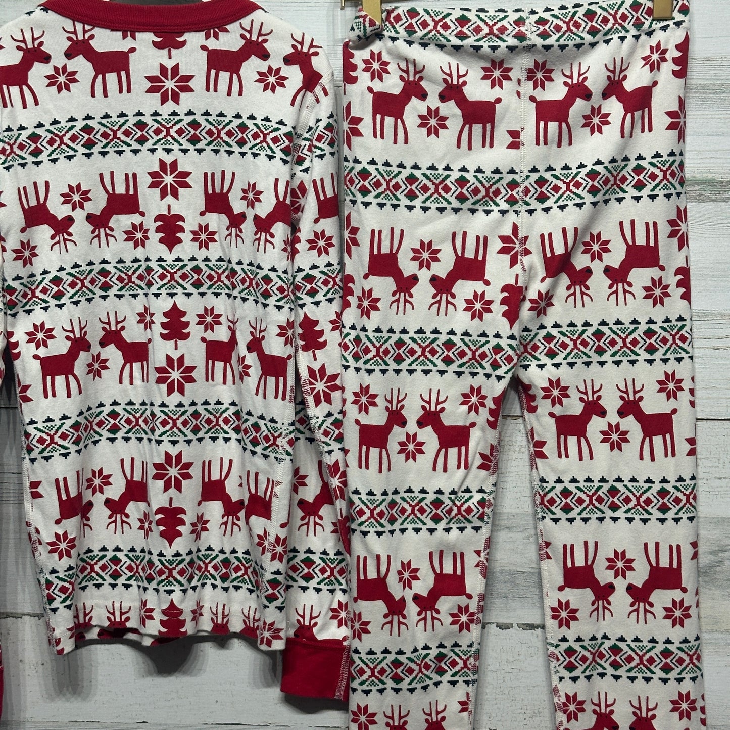 Size 12 Hanna Andersson Holiday Reindeer Two Piece PJ Set - Good Used Condition