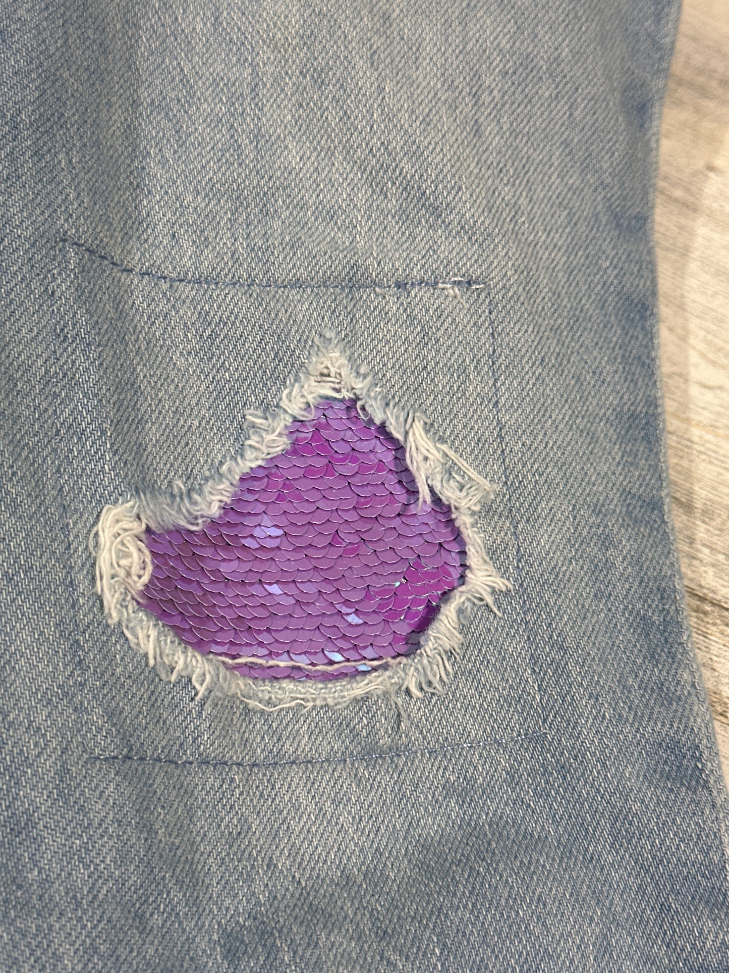 Overalls Sequin Distressed - Cat and Jack - Girls Size Small 6-7 - Very Good Used Condition