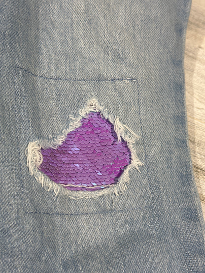 Overalls Sequin Distressed - Cat and Jack - Girls Size Small 6-7 - Very Good Used Condition