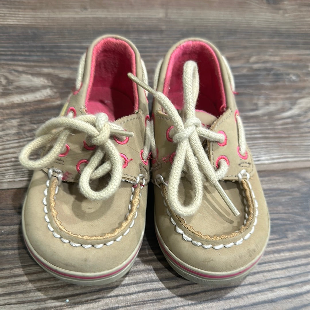 Girls Size 3 (Infant) Sperry Tan Boat Shoes  - Good Used Condition