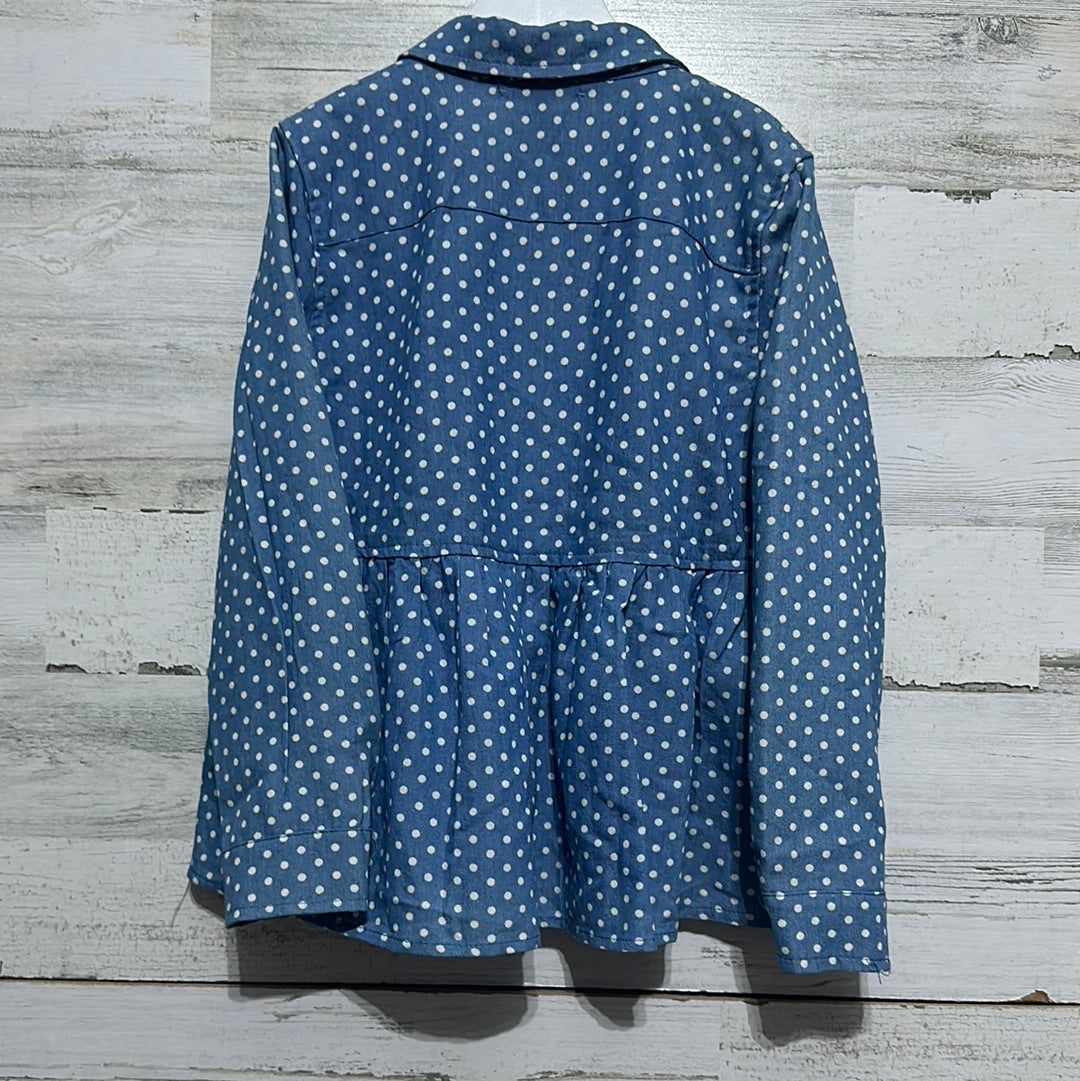 Girls Size Medium Chelsea and Violet polka dot shirt  - good used condition