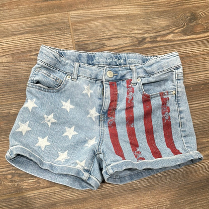Girls Size 10-12 Cat and Jack Stars and Stripes Denim Shorts - Good Used Condition