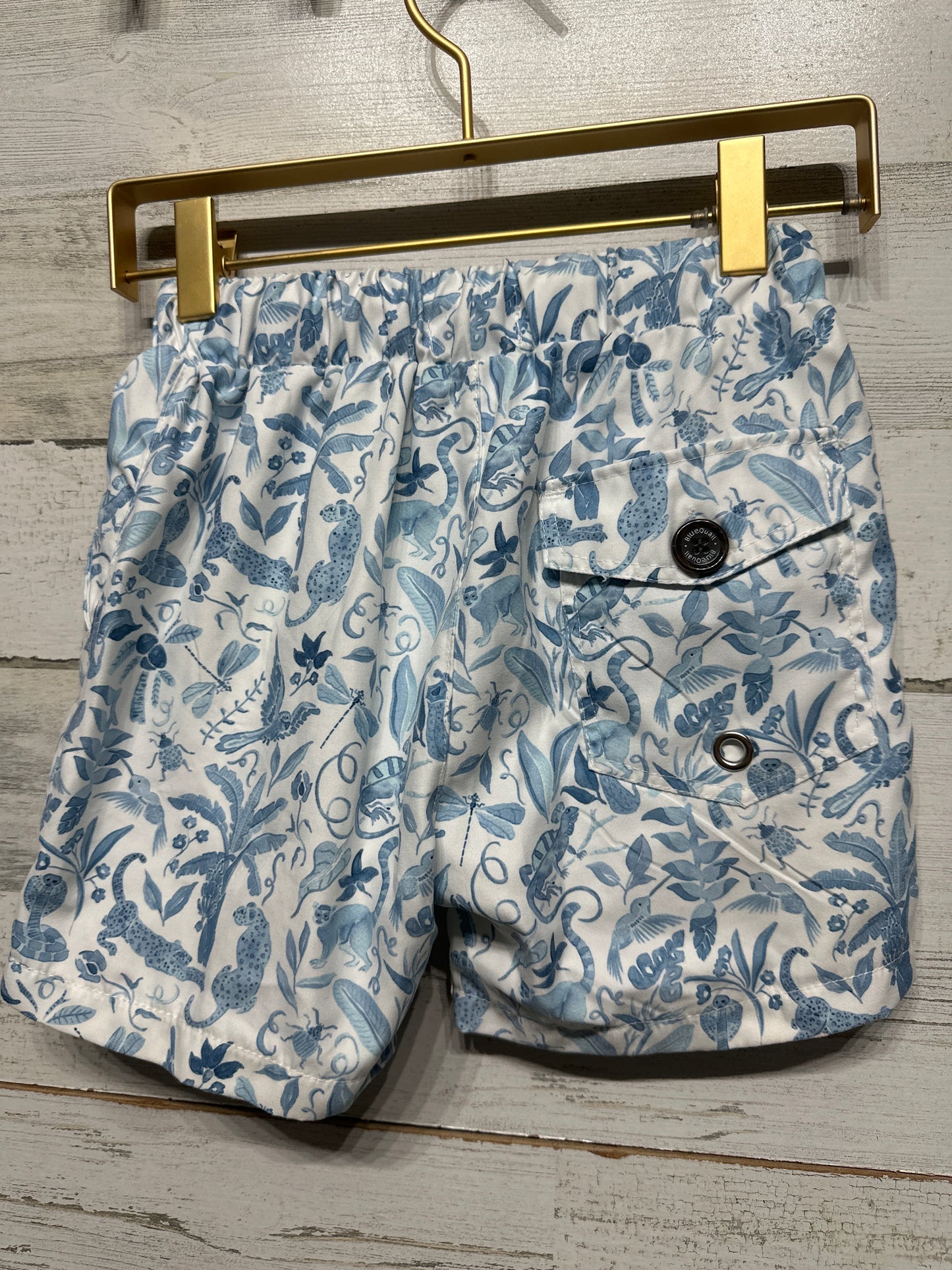 Boys Size 6 Blue Quail UPF 50 Jungle Swim Trunks - Very Good Used Condition