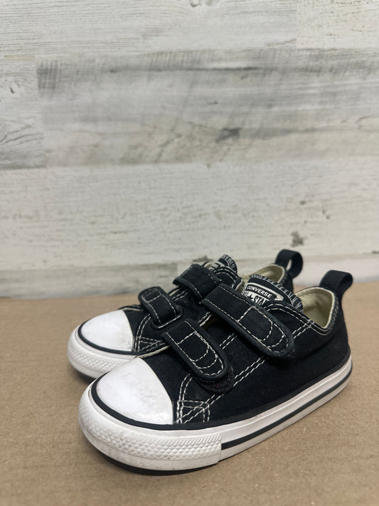 Size 8 Toddler Converse Black Velcro Shoes - Good Used Condition*