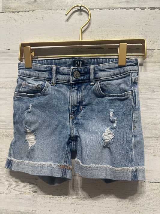 Girls Size 7 Gap amidi Adjustable Waist Distressed Denim Shorts - Very Good Used Condition