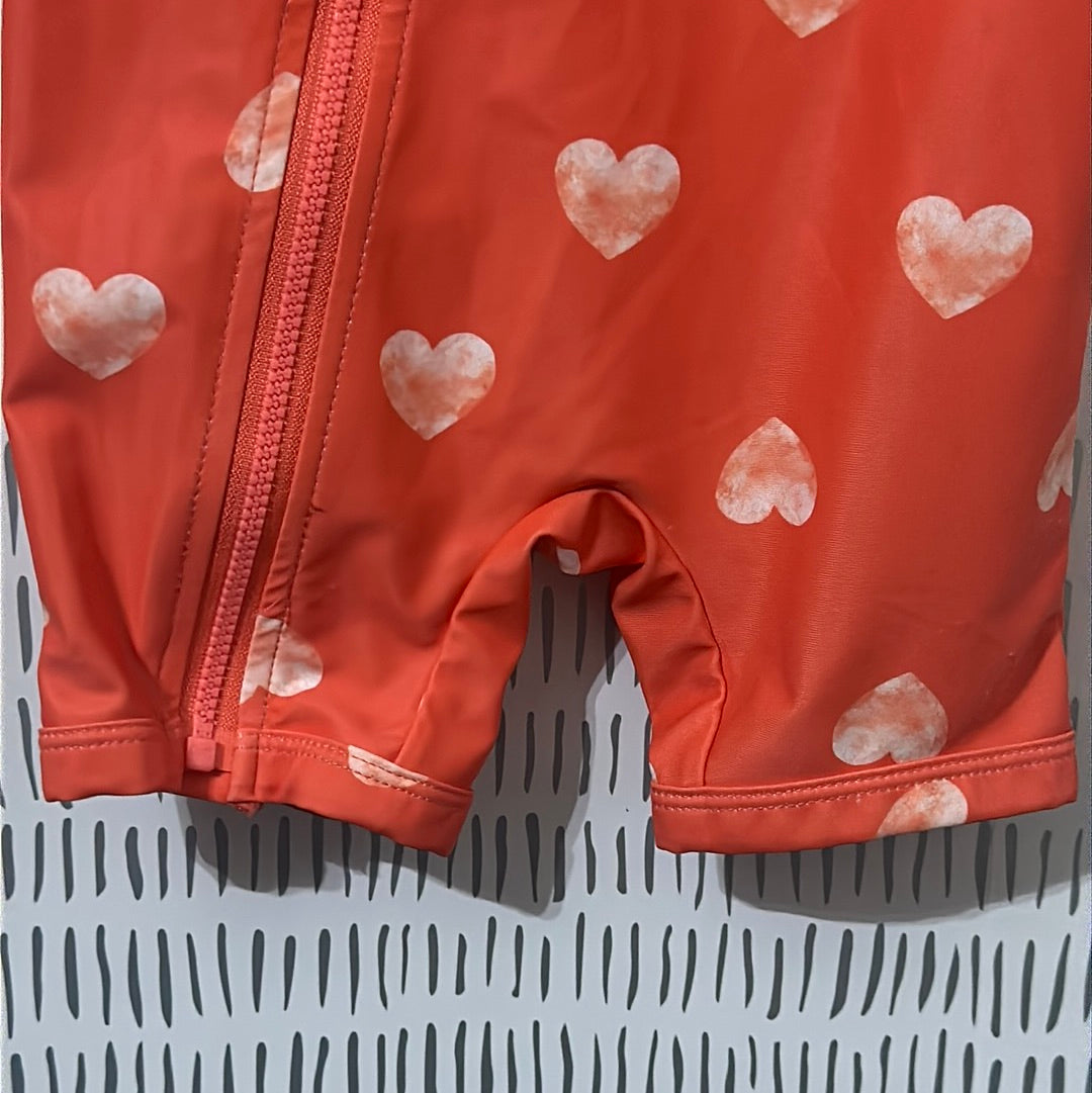 Girls Size 6-9 Child of Mine heart rashguard one piece swimsuit - very good used condition