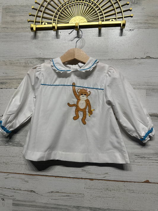 Girls Size 12m ZU Monkey Applique Dress - Good Used Condition