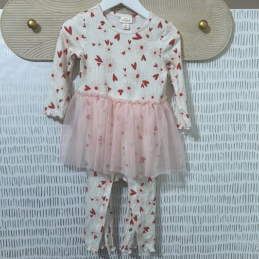 Girls Size 12m Cat and Jack Skirted heart/flower romper - good used condition