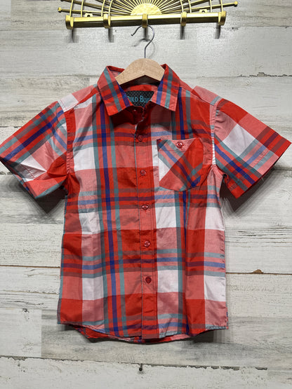 Boys Size 6 Bold Blue Plaid Button Up Shirt - Very Good Used Condition