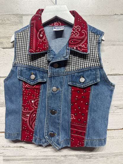 Vintage Watch LA Denim Bandana Vest - Made in USA - 100% Cotton - Size Women’s Medium - Good Used Condition