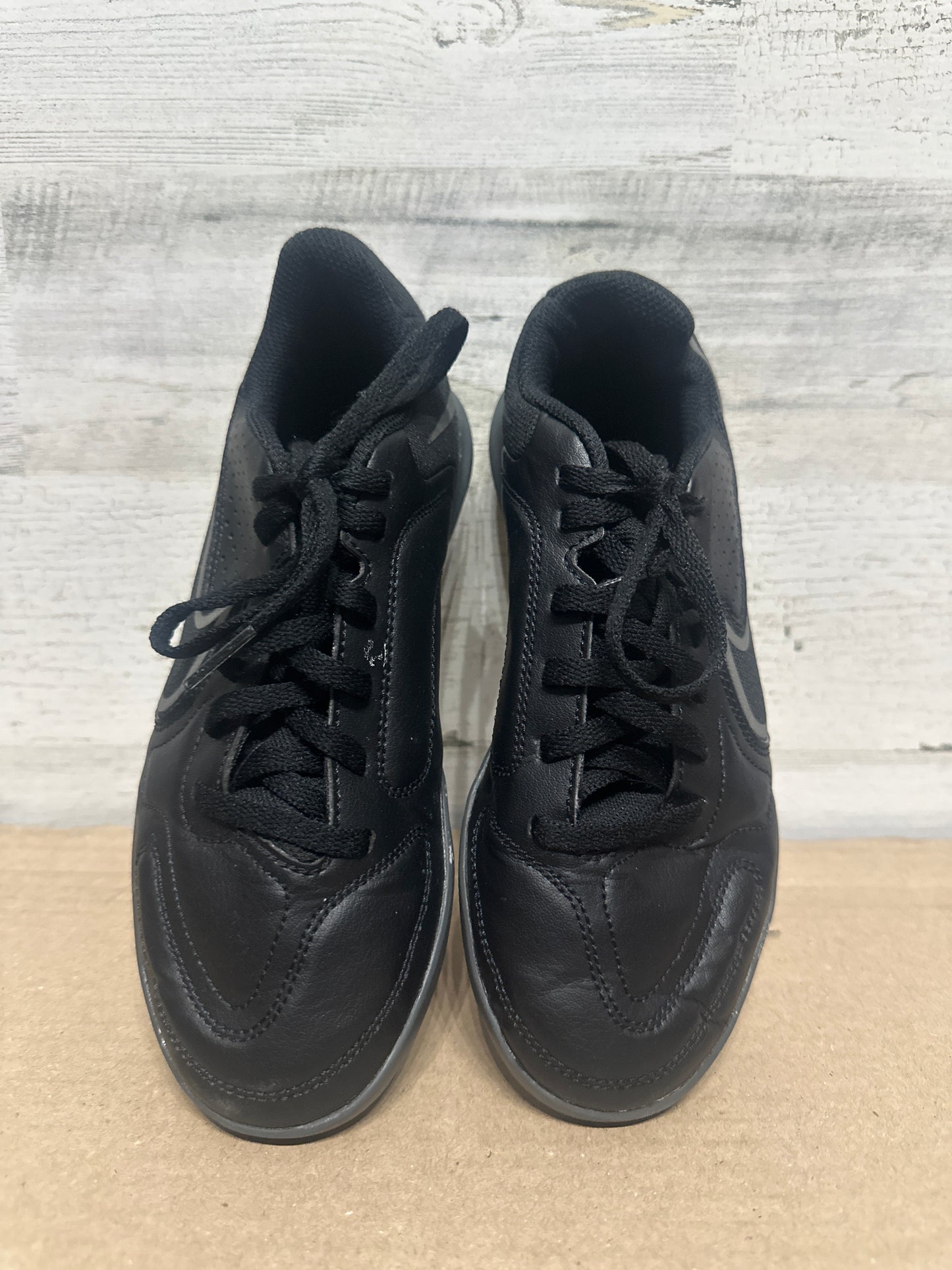 Size 3 (Youth) Nike Tiempo Black Athletic Shoes - Good Used Condition