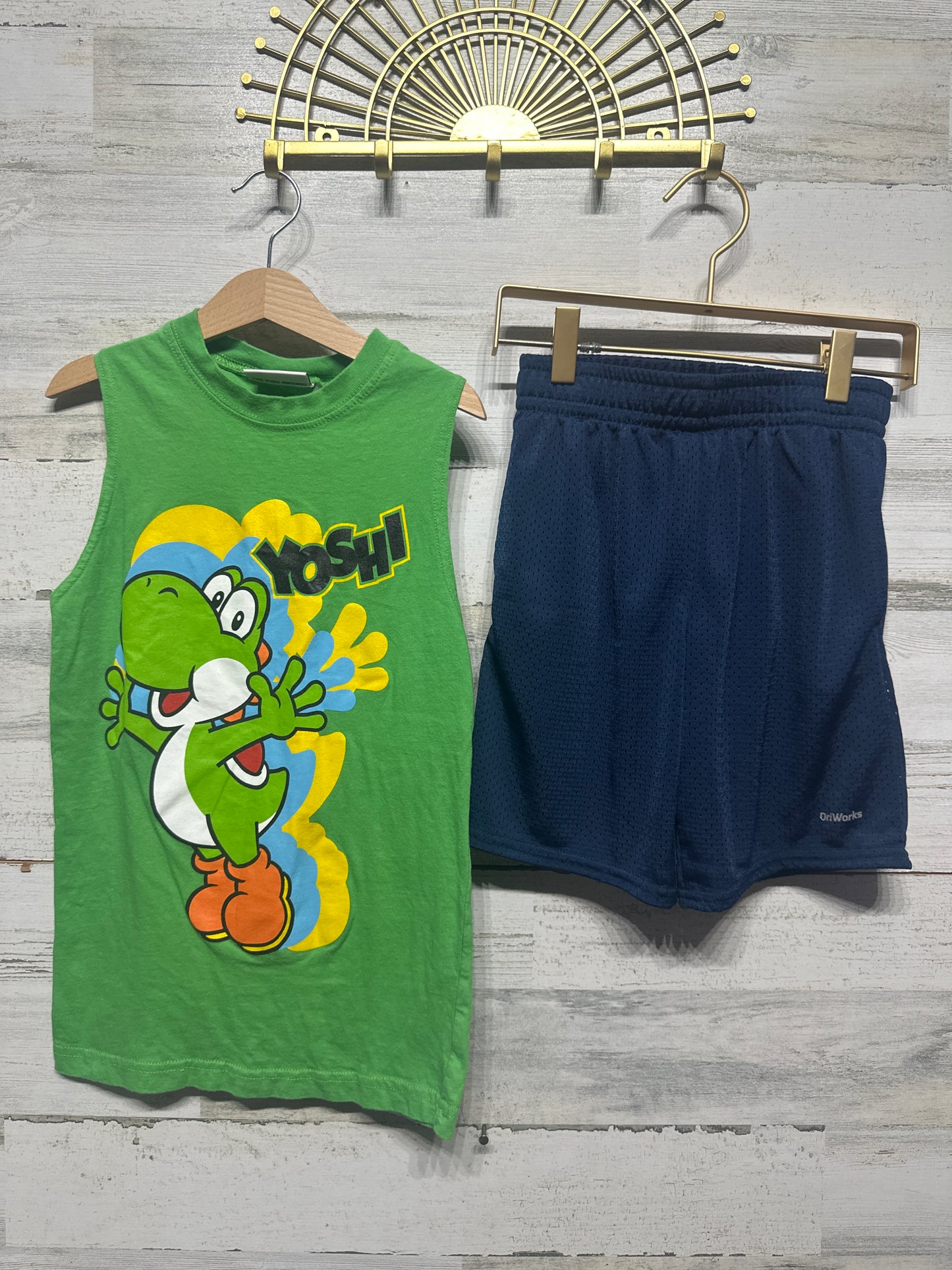 Boys Size 8 Clothing Lot - Yoshi Shirt/Athletic Works Shorts - Very Good Used Condition