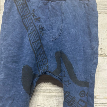 Boys Size 3-6m Zara Blue Rock Star Guitar Pants - Very Good Used Condition