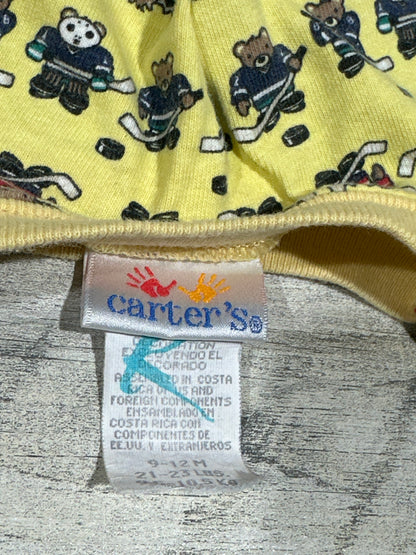 Vintage Carter's 100% Cotton Hockey Long Sleeve Bodysuit - Boys Size 9-12m - Good Used Condition