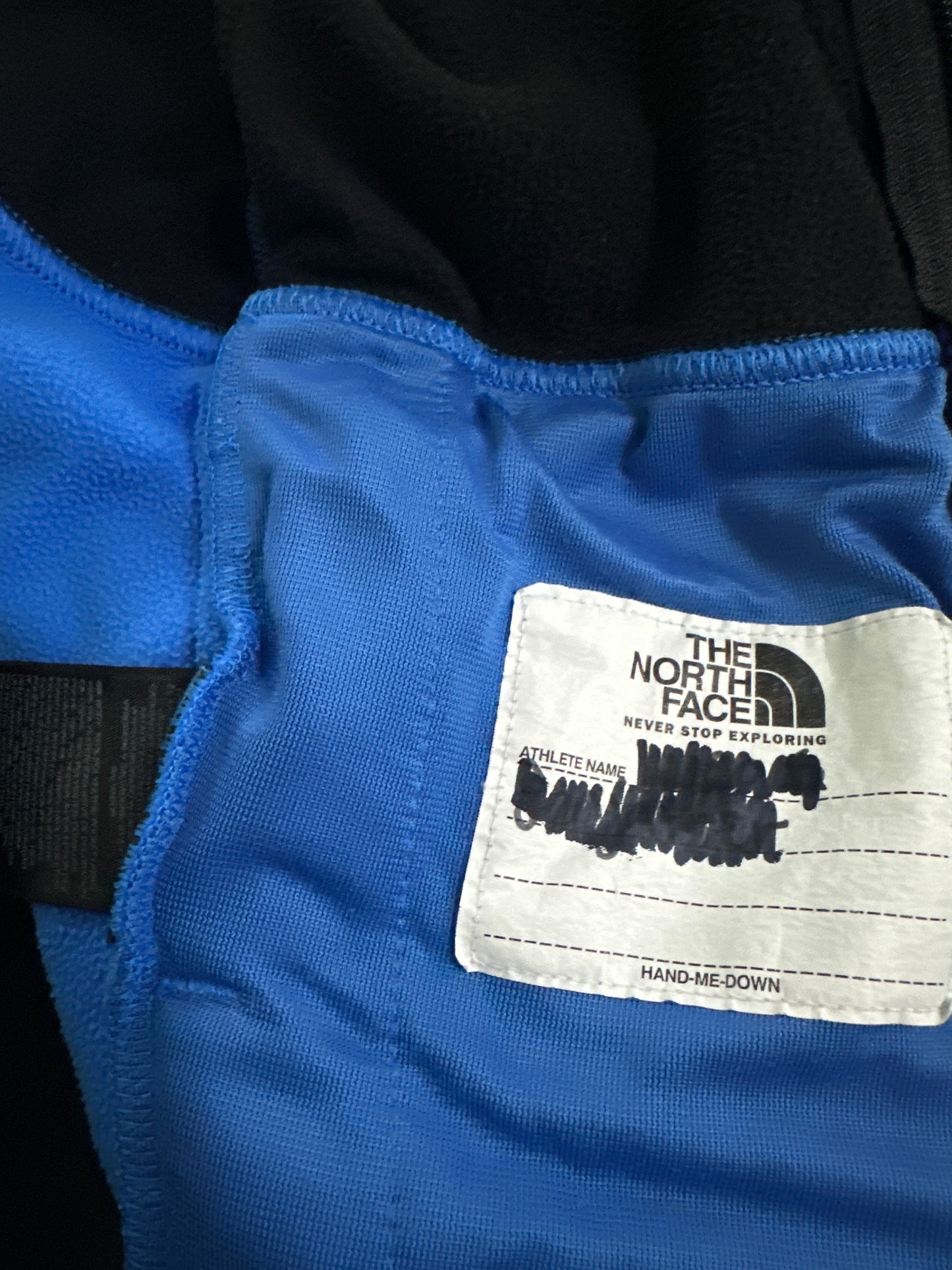 The North Face Boys Size 3 Blue/Black Full Zip Hooded Fleece Jacket GUC