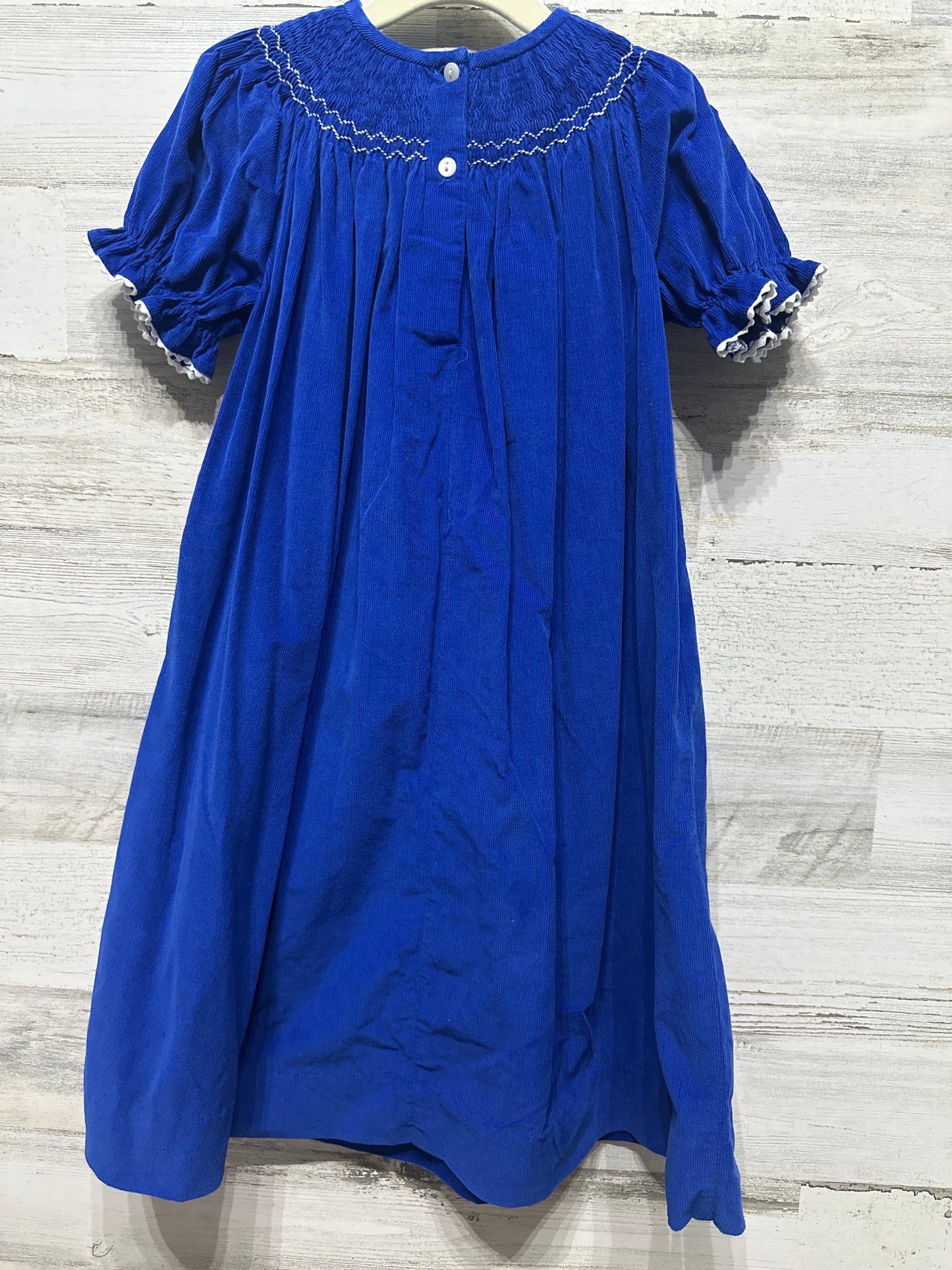 Girls Size 4t Vive La Fete Smocked Snowman Blue Cord Dress - Very Good Used Condition