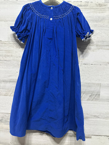 Girls Size 4t Vive La Fete Smocked Snowman Blue Cord Dress - Very Good Used Condition