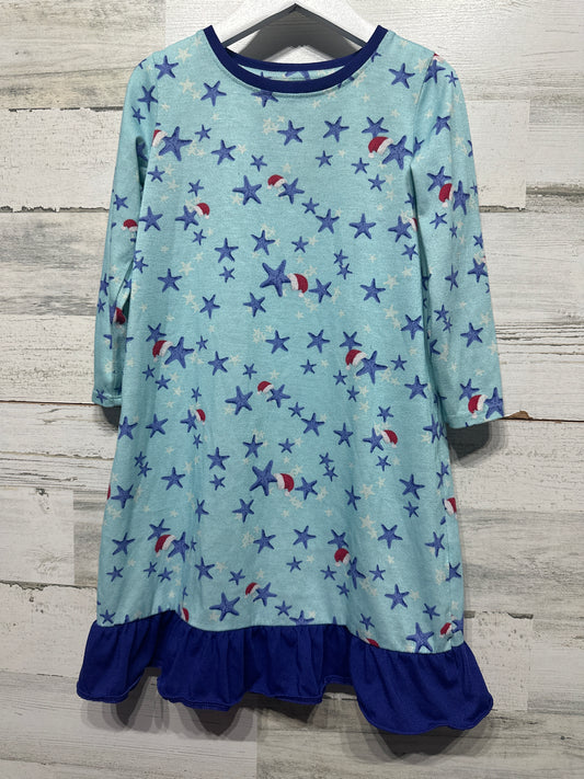 Girls Size 4t Jammies For Your Families Santa Hat Starfish Nightgown - Good Used Condition*