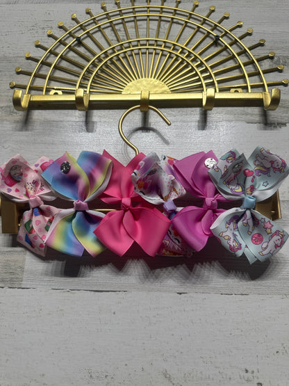 4.5” Hair Bow Lot on Alligator Clips (Set of 6) - Good Used Condition