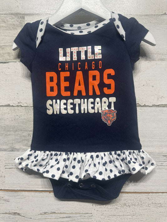 Size 3-6m NFL Little Chicago Bears Sweetheart Ruffle Bodysuit - Very Good Used Condition