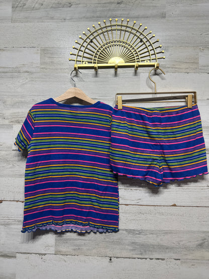 Size 10/12 Large Art Class Striped Shorts Pajama Set - Very Good Used Condition