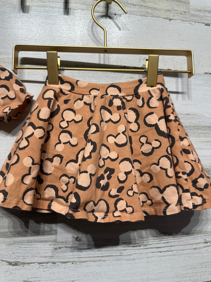 Size 5/6 Wild Rich Kids Leopard Mickey Crop Top/Skirt Set - Good Used Condition