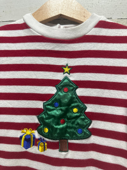 Boys Size 12m All Mine Holiday Christmas Tree Applique Romper  - Good Used Condition