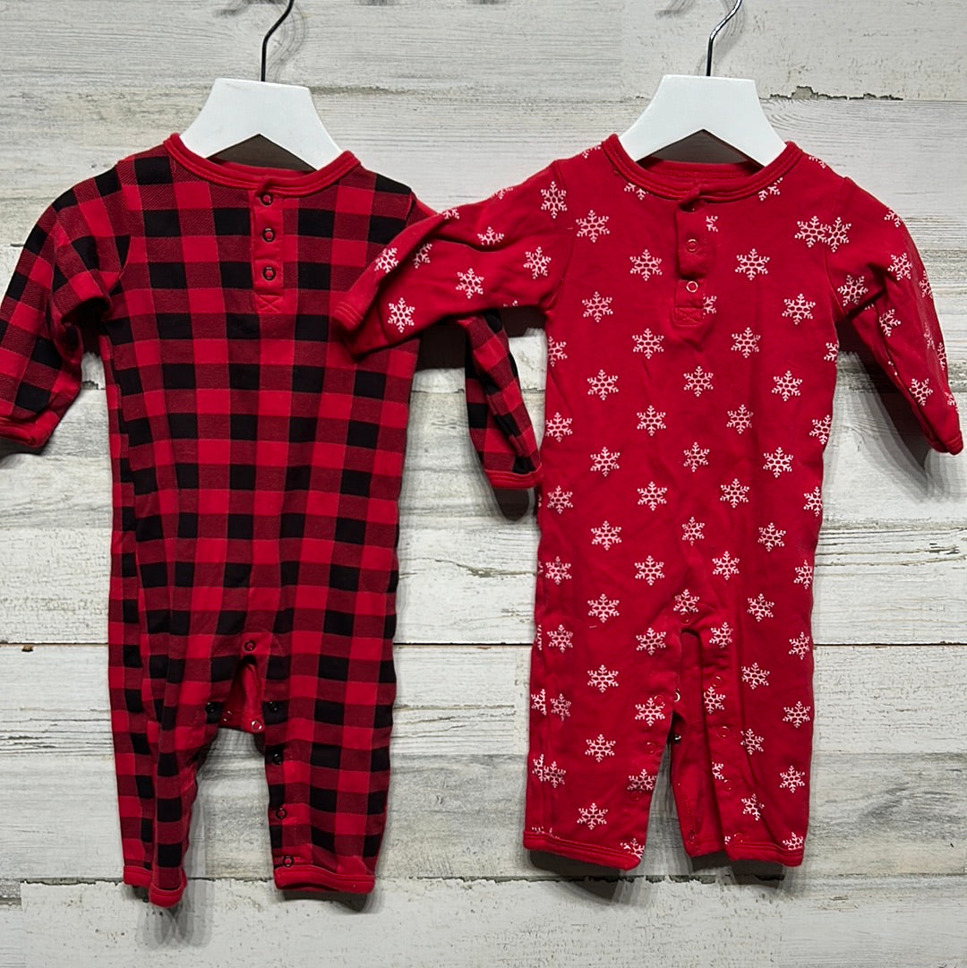 Boys Size 9-12m HB Henley Romper Lot (2 Pieces) -Good Used Condition