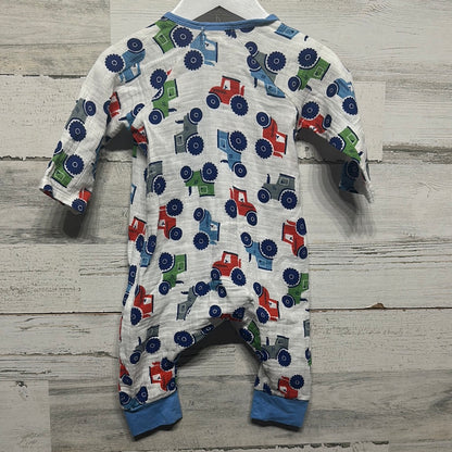 Boys Size 3-6m Angel Dear Muslin Tractor Kimono Romper - Good Used Condition