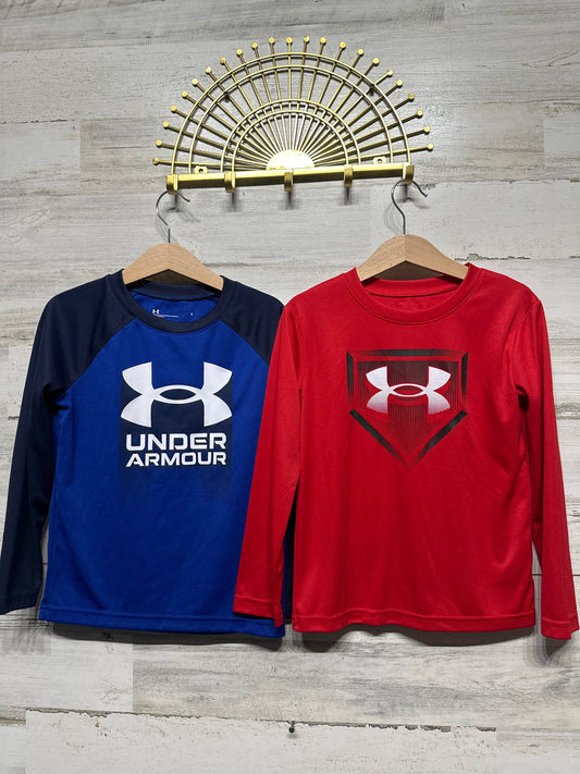 Boys Size 5 Under Armour Long Sleeve Shirts (2 Pieces) - Very Good Used Condition
