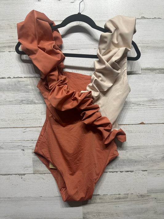 Women’s Size 10-14 (EXT) Maygel Coronel Autumnal Ivory Ruffle Detail Cande One Piece Swimsuit - New With Tags