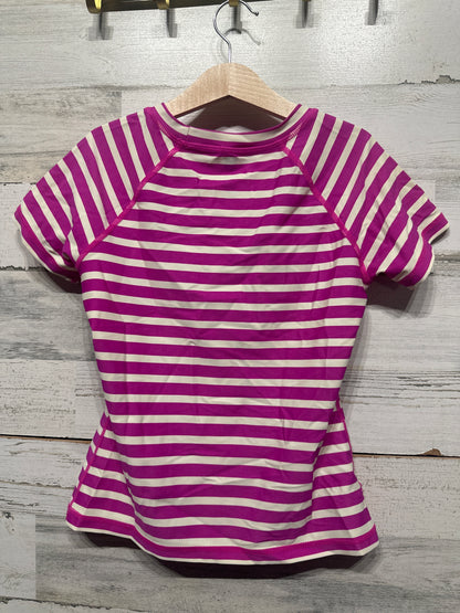 Girls Preowned Size 10 Tea Collection Striped Rash Guard - Good Used Condition