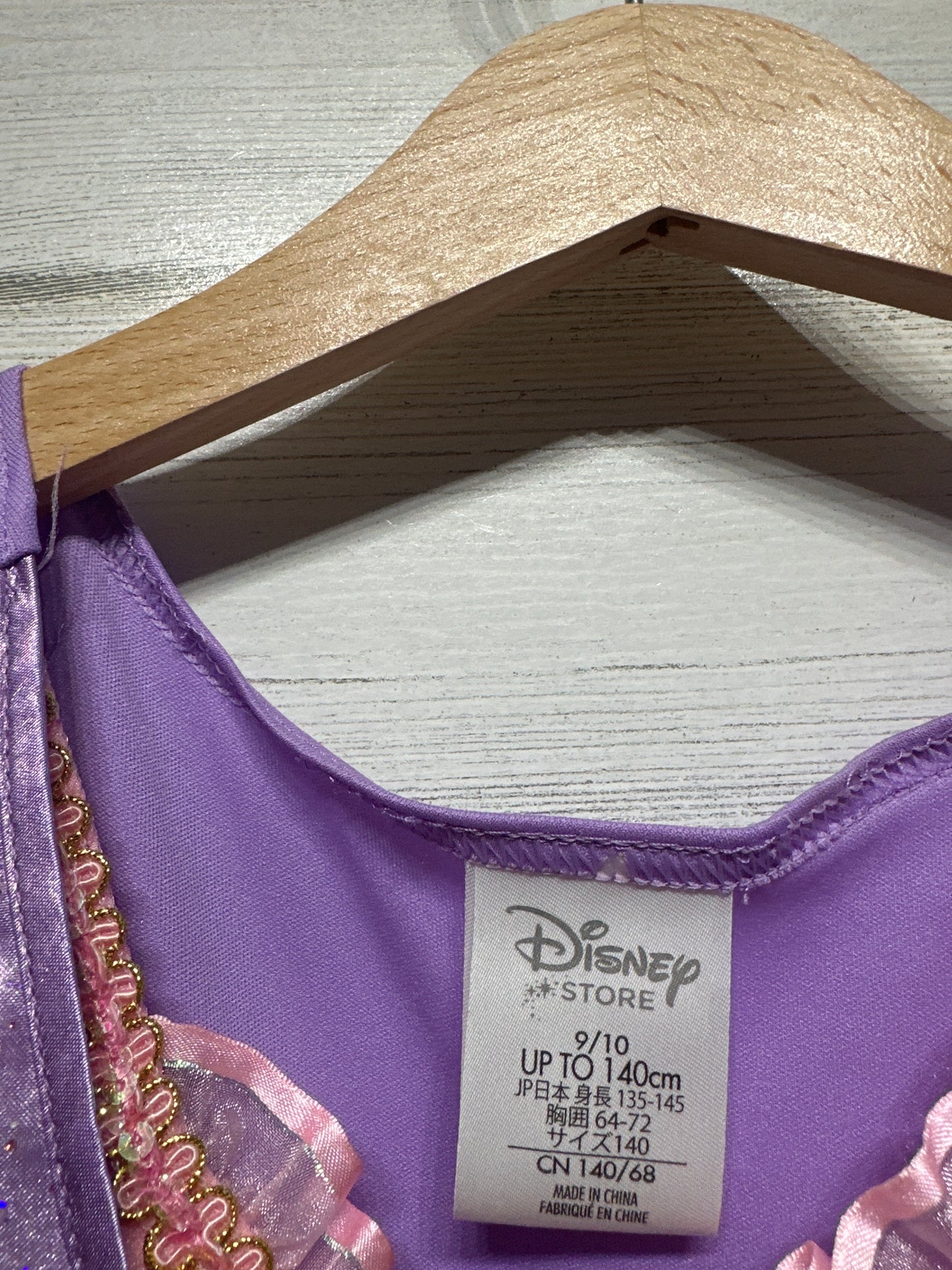 Girls Size 9-10 Years Disney Store Tangled Rapunzel Dress - Very Good Used Condition