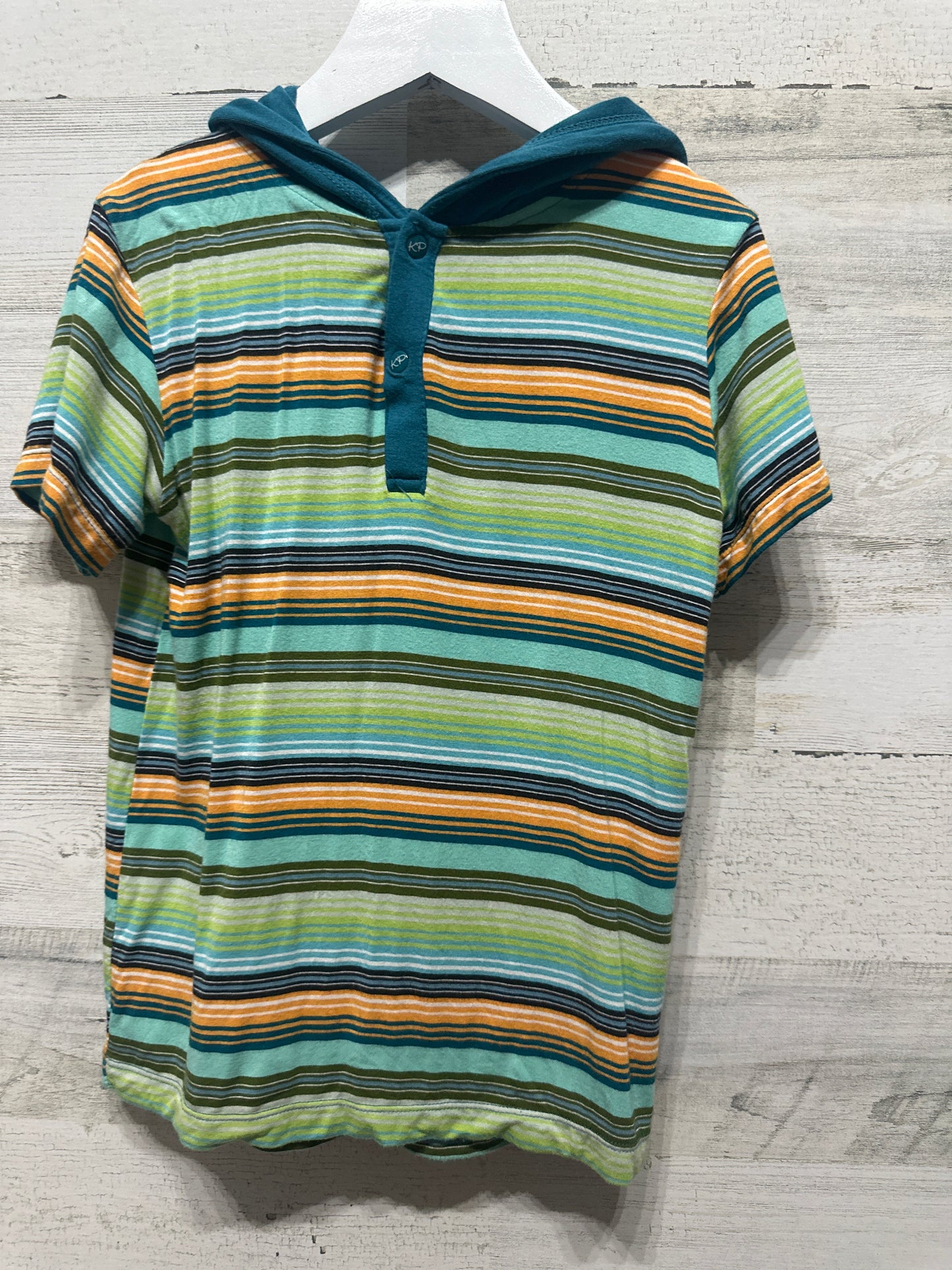 Boys Size 5/6 (XS) Kickee Pants Bamboo Striped Hooded Shirt - Good Used Condition